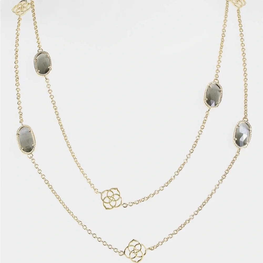 Kendra Scott Gray Cats Eye Sonya Station Necklace - Picture 1 of 6